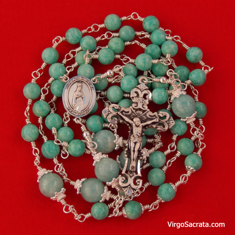 « Our Lady of Fatima » Amazonite Gemstone Sterling Silver Rosary – La ...